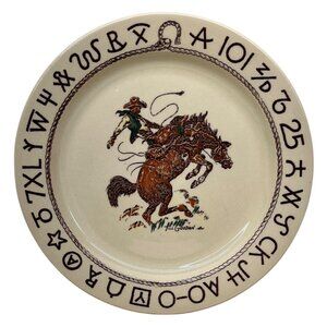 Wallace China Westward Ho Rodeo Till Goodan Bucking Bronc Dinner Plate 10 1/2"
